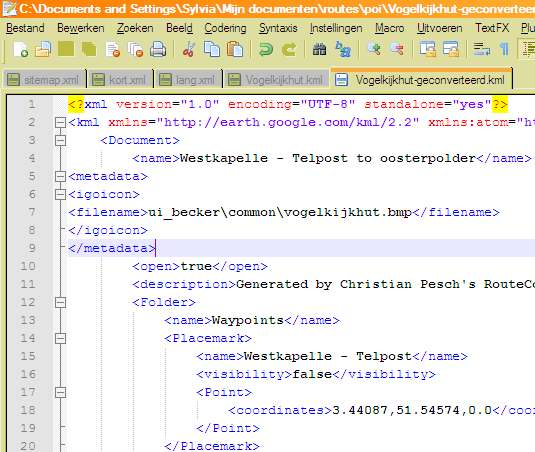 kml bestand in teksteditor