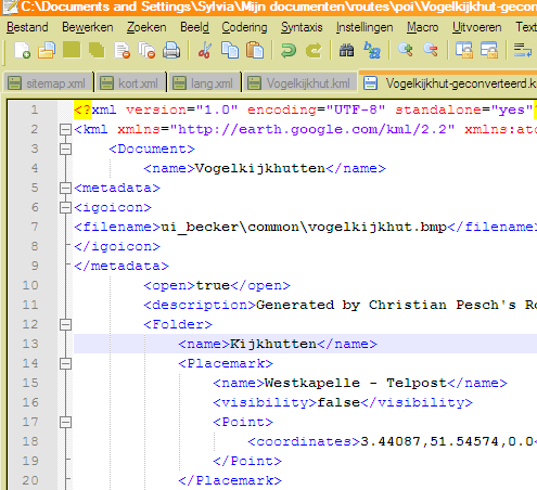 kml bestand in teksteditor