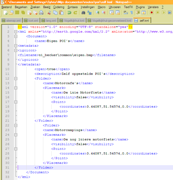 kml bestand in teksteditor